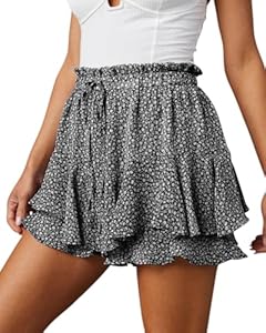 Flowy Shorts for Women Casual Boho Floral Skorts Ruffle Mini Skirts Running Tennis Butterfly Shorts Chiffon Shorts Aoudery