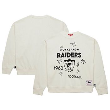 женский кремовый пуловер Mitchell & Ness Oakland Raiders Throwback Logo 3.0 из смеси хлопка и полиэстера Mitchell & Ness