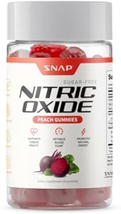 Snap Supplements Nitric Oxide Beet Root Gummies - Support Healthy Blood Circulation, 60 Gummies (60 Count, Peach) Snap Supplements