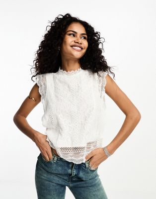 Only lace detail top in white  ONLY