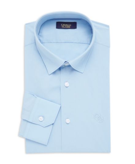 Однотонная классическая рубашка узкого кроя Cavalli Class by Roberto Cavalli
