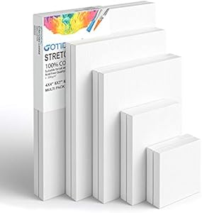 GOTIDEAL 10Pcs Black Stretched Canvases for Painting, Multi Pack 4x4", 5x7", 8x10",9x12", 11x14" Set of 10, Primed 100% Cotton Artist Blank Canvas Boards for Painting, Acrylic Pouring, Oil Paint Art GOTIDEAL