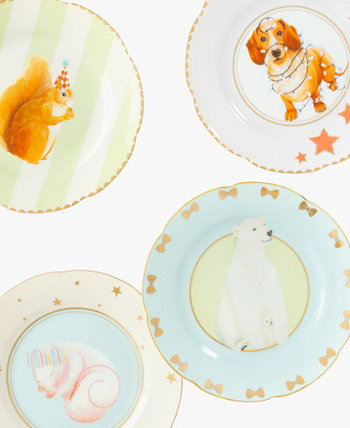 Чайные тарелки с белкой, собачкой, мышкой и белым медведем, набор из 4 шт. Yvonne Ellen
