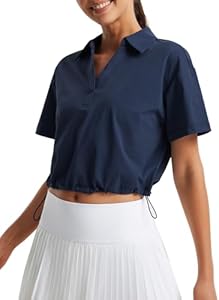 Libin Women's Golf Polo Shirts Collared V-Neck Lightweight Loose Fit Short Sleeve T Shirt Cropped Tennis Tops Libin