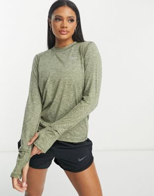 Nike Running Dri-FIT long sleeve top in green Nike Running