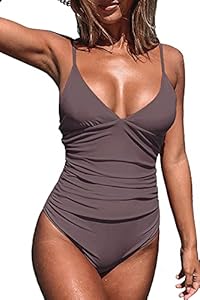 CUPSHE Women's One Piece Swimsuit Tummy Control V Neck Bathing Suits Cupshe