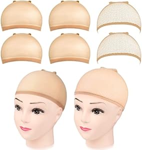 MORGLES Mesh Wig Cap, 6Pcs Wig Caps Beige Mesh Net Wig Caps Net Caps for Weave Close End Fishnet Wig Cap MORGLES