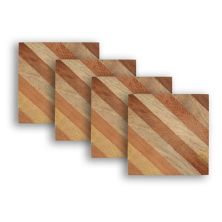 Dainty Home Wood With Stripe Designed 4&#34; Square Coaster Set Of 4 Dainty Home