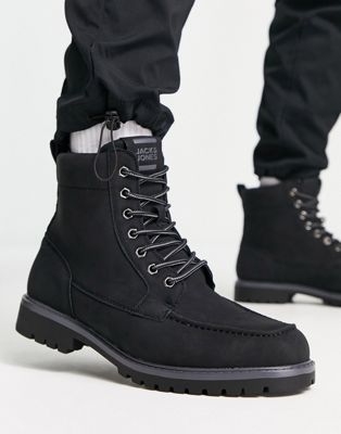 Черные ботинки на шнуровке из искусственной кожи Jack & Jones Jack & Jones