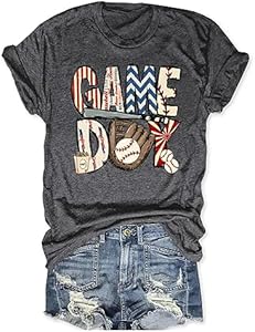 Baseball Shirts Women Baseball Mom Tshirt Baseball Game Day Graphic Tee Funny Short Sleeve Tops Ymoshoe