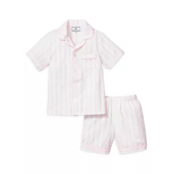 Little Girl's &amp; Girl's Stiped Pajama Shorts Set Petite Plume