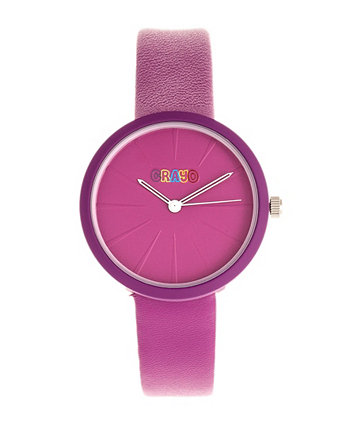 Часы с ремешком из искусственной кожи с фиолетовым ремешком унисекс 37мм Crayo