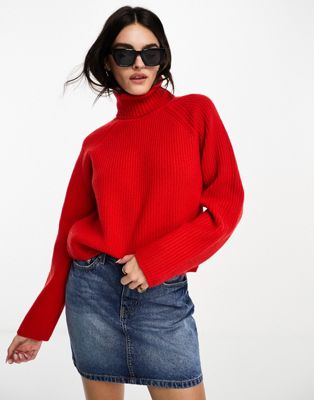 Красный свитер крупной вязки с высоким воротником InWear priya In Wear