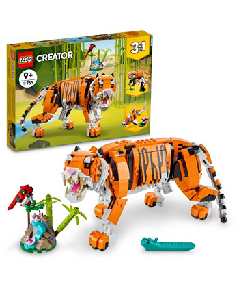 Набор Creator 3 в 1 Majestic Tiger Building Kit с тигром, красной пандой и рыбой кои, 755 деталей Lego