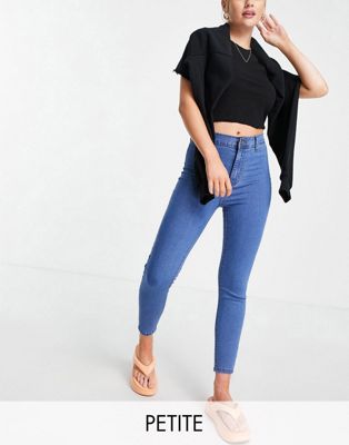 Синие эластичные джинсы скинни с высокой посадкой DTT Petite Chloe в стиле диско Don't Think Twice Petite
