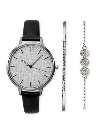 Подарочный набор женских часов с черным ремешком, 39 мм, созданный для Macy's I.N.C. International Concepts
