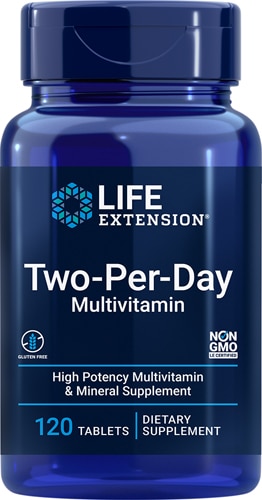 Мультивитамины Two-Per-Day - 120 таблеток, не содержат глютен и ГМО Life Extension