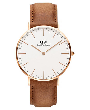 Мужские классические коричневые кожаные часы Durham 40 мм Daniel Wellington