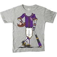 Youth Wes & Willy Gray LSU Tigers Baseball Player T-Shirt Wes & Willy