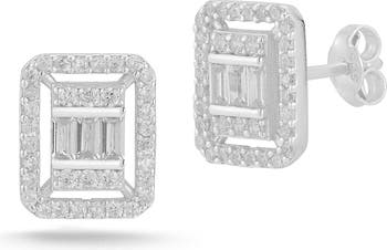 Квадратные серьги-гвоздики Baguette CZ Glaze Jewelry