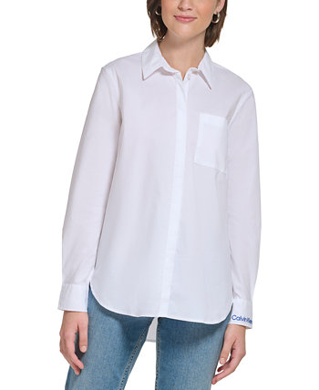 Женская рубашка на пуговицах с вышитым логотипом Calvin Klein