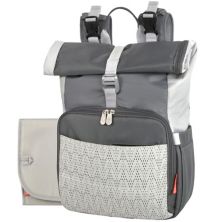 Серый рюкзак Fisher Price Multi-Pocket Roll Top для подгузников с переносной пеленальной подкладкой и карманами Fisher-Price
