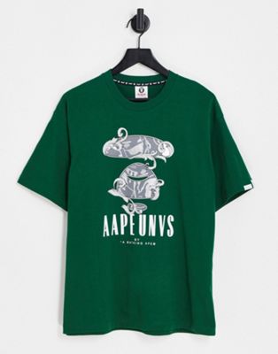 Зеленая футболка в стиле барокко AAPE By A Bathing Ape AAPE BY A BATHING APE®