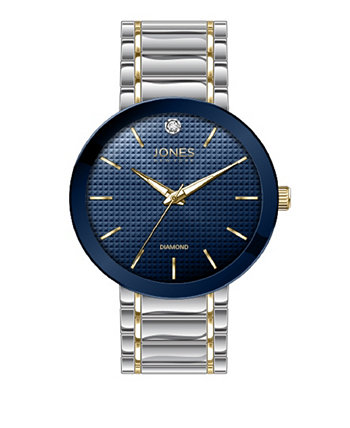 Мужские аналоговые часы с блестящим двухцветным металлическим браслетом, 42 мм Jones New York