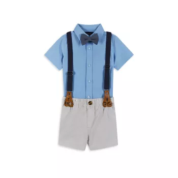 Рубашка из 4 предметов для маленьких мальчиков и усилитель; Комплект с шортами и подтяжками Andy & Evan