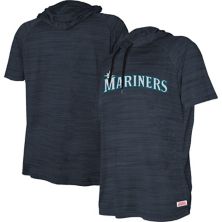 Youth Stitches Heather Navy Seattle Mariners Raglan Short Sleeve Pullover Hoodie Stitches