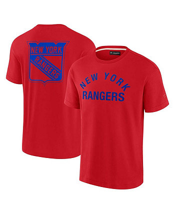 Мужская и женская красная супермягкая футболка New York Rangers с коротким рукавом Fanatics Signature
