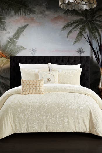 Giuliana Rich - Набор пуховых одеял Queen с текстурированным бархатным рисунком - Бежевый - Набор из 5 предметов CHIC