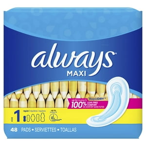 Always Maxi Unscented Pads without Wings, Regular, 48 Count (Pack of 3) Visit the Always Store