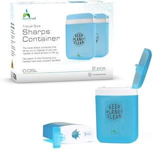 Portable Sharps Container for Diabetic Supplies | 2 Multiple Use Packs, Safe Disposal Container for Pen Needles, Lancets, Test Strips | Travel Sharp Container for Travelers & Everyday Use Safefine