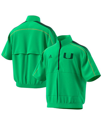 Мужская зеленая куртка Miami Hurricanes Miami Nights Strategy с короткими рукавами и молнией до половины Adidas