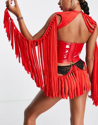 Ann Summers fringed cape and belt in red Ann Summers
