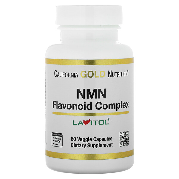 NMN, Никотинамидмононуклеотид, флавоноидный комплекс, 60 растительных капсул California Gold Nutrition