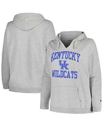 Женский пуловер с капюшоном цвета «Heather Grey Kentucky Wildcats» размера «сердце и душа» с вырезом и вырезом Champion