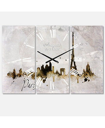 Французские кантри металлические настенные часы с 3 панелями Designart