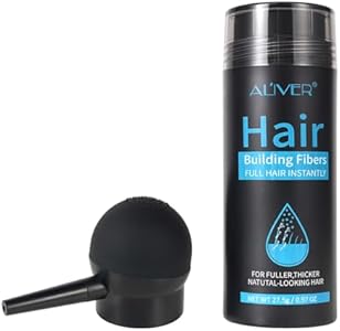 ALIVER Hair Fibers for Thinning Hair for Women & Men, Extra Spray Applicator, Black, 27.5 Gr Hair Powder Bald Spot Cover Up, Instantly Hair Filler, Undetected & Natural ALIVER