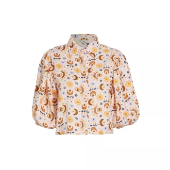 Kengy Printed Puff-Sleeve Top The Femm