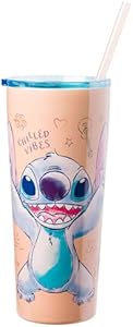 Silver Buffalo Disney Lilo and Stitch Greetings From Hawaii Featuring Scrump Pineapple Shaped Double Wall Tumbler, 16 Ounces Silver Buffalo