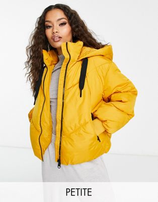 Vero Moda Petite padded coat with hood in yellow Vero Moda Petite