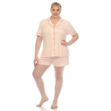 Plus Size Short Sleeve Pajama Set WM Fashion