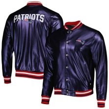 Мужская куртка-бомбер The Wild Collective Navy New England Patriots с эффектом металлик на застежках The Wild Collective