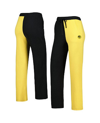 Женские черные и золотые удобные брюки для отдыха с цветными блоками Iowa Hawkeyes Tri-Blend ZooZatz