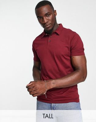 Бордовая футболка-поло с завышенной талией Le Breve Tall Le Breve
