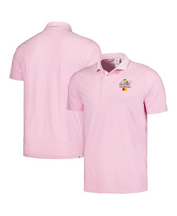 Men's Pink Arnold Palmer Invitational Jacquard Stripe MATTR Polo Shirt PUMA