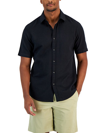 Мужская однотонная рубашка с короткими рукавами, созданная для Macy's Alfani