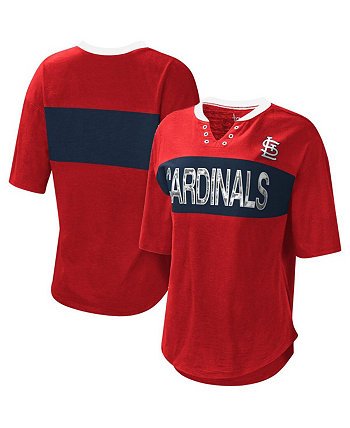 Women's Red, Navy St. Louis Cardinals Lead Off Notch Neck T-shirt Touch